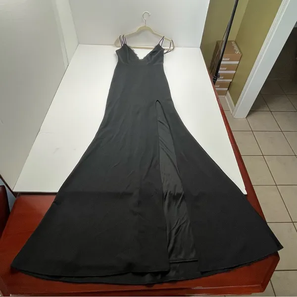 Katie May Black Plunge Low Back Saylor Gown Maxi Dress Womens Size Small‎ NEW - Image 3