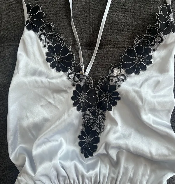 Salua Stardust Silver-Grey & Black Silk Mini Romper Lingerie - Image 8