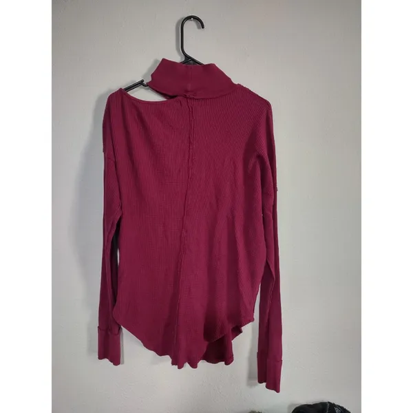 Free People Just For You Cutout Thermal Sweater Top Magneta XL - Image 3