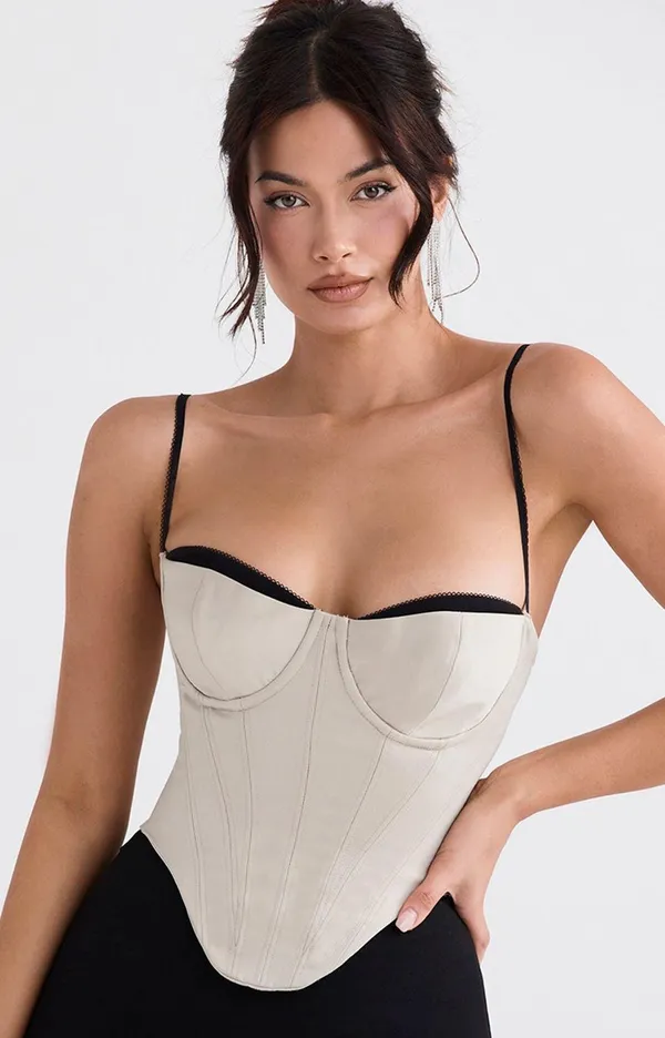 House Of CB NWT Luette BEIGE SATIN UNDERWIRED CORSET - Image 6