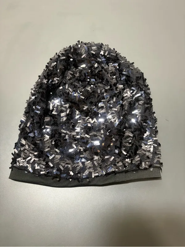 Sequined Black Beanie Hat - Image 4