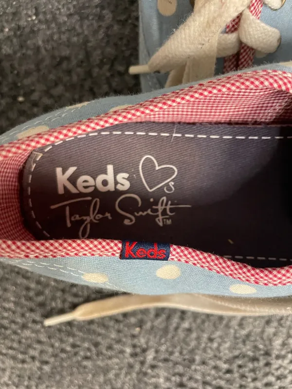 Keds Taylor Swift canvas shoes blue white polka dot size 7 - Image 3