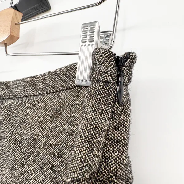 Ann Taylor LOFT Womens Brown Wool Blend Tweed Ruffle Hem Career Office Skirt 12 - Image 4
