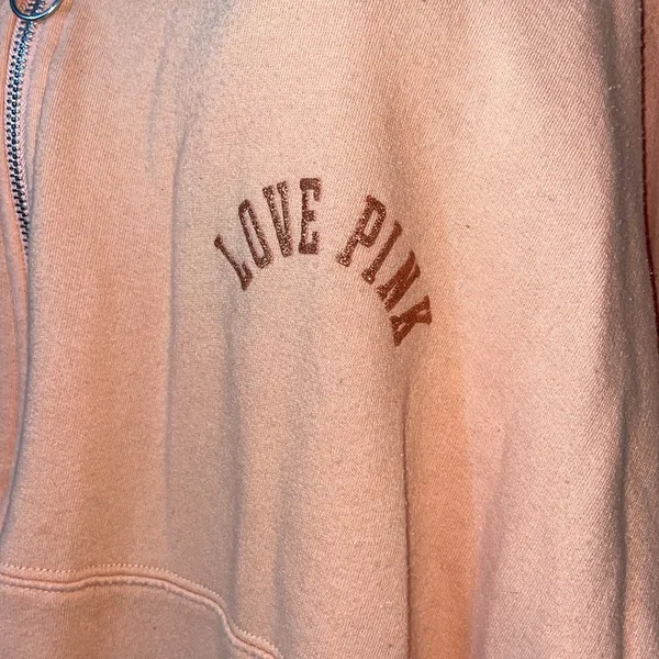 Pink Victoria’s Secret crew neck pullover sweatshirt sparkly pink/peach size XL​ - Image 3