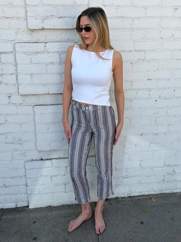 Brandy Melville white & black striped pants / waist 24 - Image 3