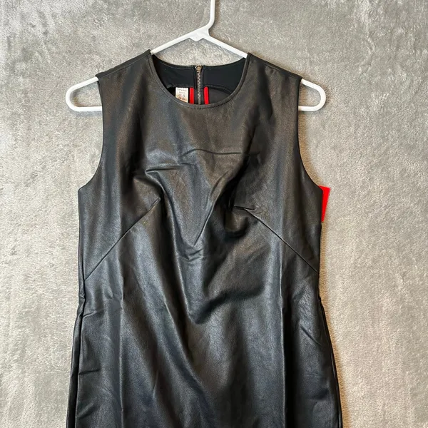Spanx Leather Like Sleeveless Sheath Dress‎ Luxe Black 20392R Size Small - Image 2