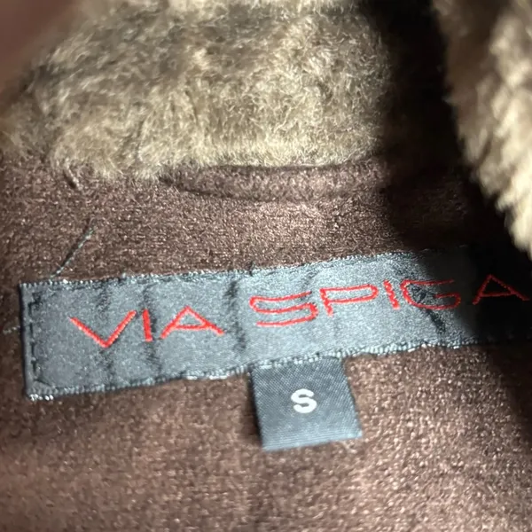 Via Spiga Deadstock 90s Y2K vintage brown espresso Long Coat size small NWT new - Image 8