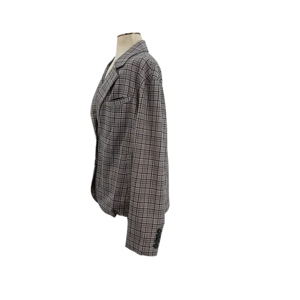 Free People Cali Plaid Blazer Jacket Gray Neutral Size Large‎ - Image 7
