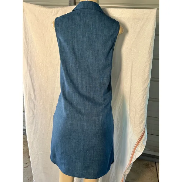 Tahari Arthur S. Levine Sleeveless Denim Dress Button Front Career Size 2 - Image 2