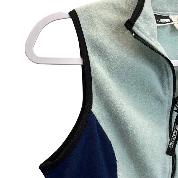 The North Face Fleece Vest Women S Light‎ Blue Navy Colorblock Full Zip Hiking - Image 4