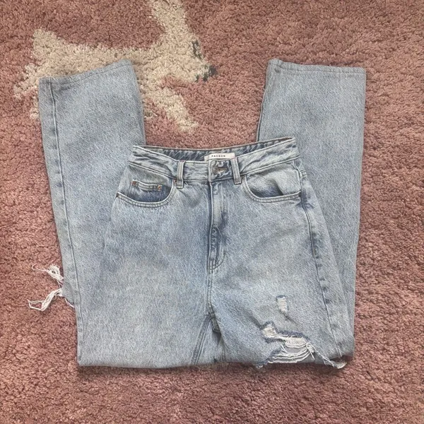Pacsun 90s Boyfriend Jeans Womens 26 (actual 25x29) Blue Denim Distressed Zip - Image 2