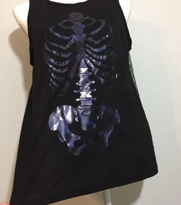 Claire's NWT Skeleton Spiderweb Mesh Sheer Tank Top Goth - Image 2
