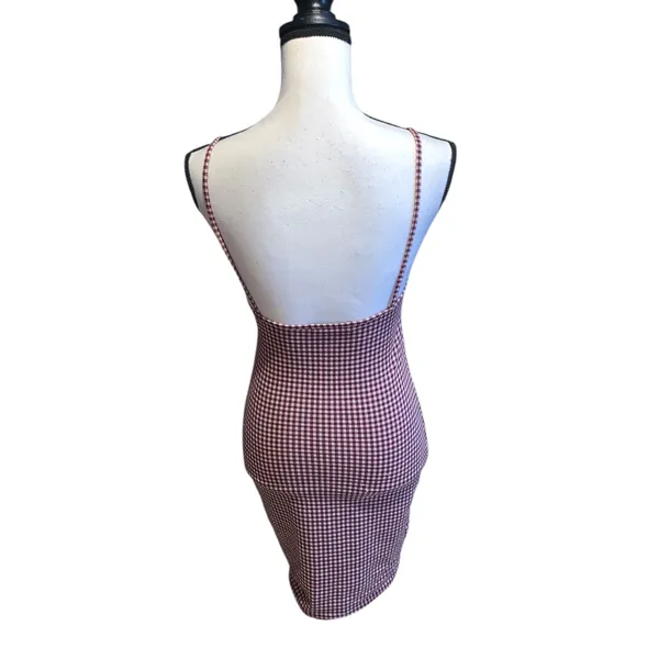 Missguided Red and White Gingham Spaghetti Strap Bodycon Mini Dress - Image 5