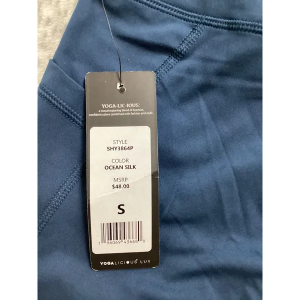 Yogalicious Lux Womens High Waisted Biker Shorts Ocean Silk Blue SHY3864P Size S - Image 6