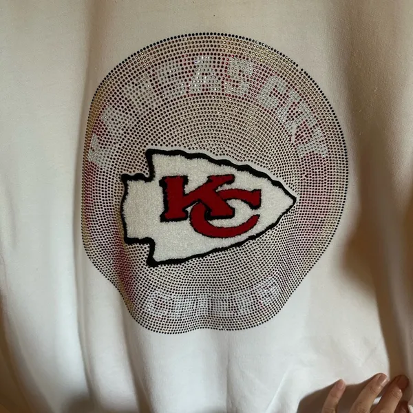 NFL Kansas City Chiefs football sweatshirt! Rhinestone bling unisex size large! - Image 2