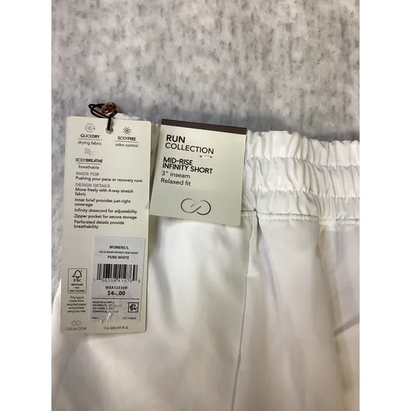 Calia Mid-Rise‎ Infinity Run Short Pure White Womens L 3" Inseam NWT WAX12336W - Image 4