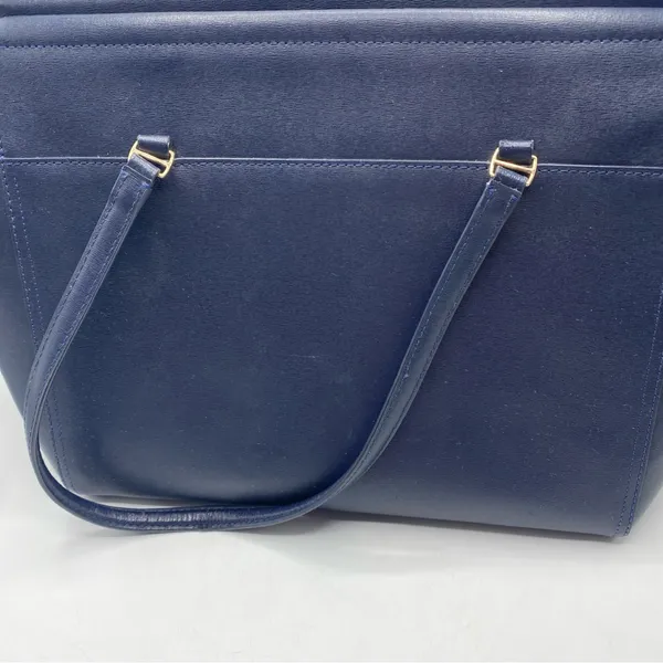 Tory Burch Robinson Tote Navy Blue Orange Lining Large Classic Baddie - Image 4