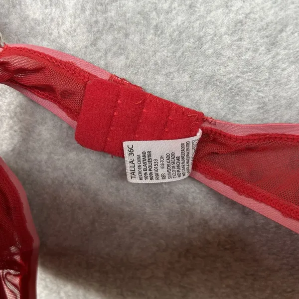 TALLA Women’s Size 36C Red Heart Padded Underwire Bra With Bow And Faux Pearl - Image 5