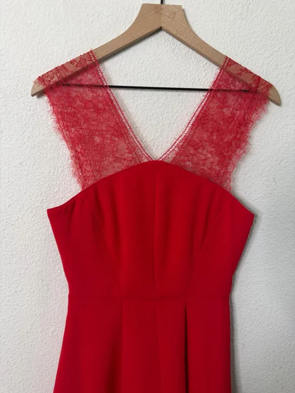 The Kooples Red Crepe Lace Bustier Fit & Flare Dress Womens Size M‎ - Image 8
