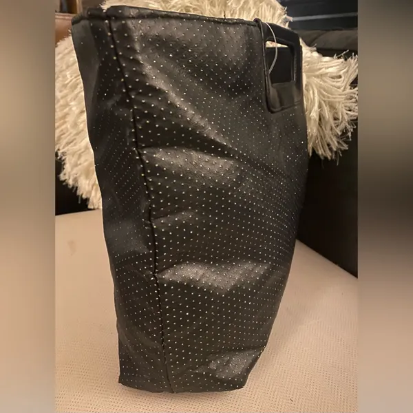 Victoria’s Secret Glitter Tote Bag Black Sparkle Faux Leather Handbag Purse - Image 4