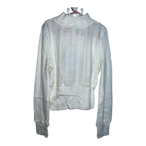 Bog Band Of The Free‎ Raquel Ivory Ribbed Knit Pullover Shirt Mock Neck Size Xs - Image 4