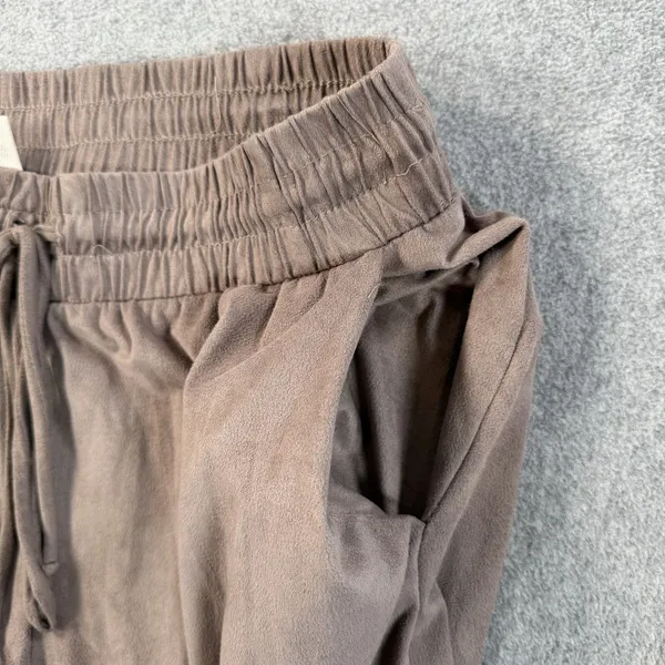 H.I.P. Women's Medium Taupe Velour Jogger Pants Drawstring Elastic Waist Casual - Image 4