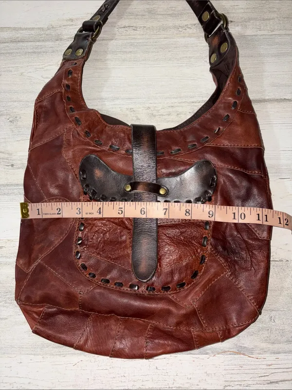 Lucky Brand Distressed Brown Leather Shoulder Hobo Vintage - Image 10