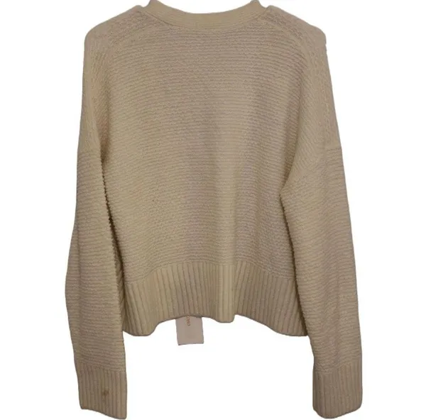 Womens Abercrombie & Fitch Cream Ribbed Knit Long Sleeve Cardigan Sweater Size M - Image 2