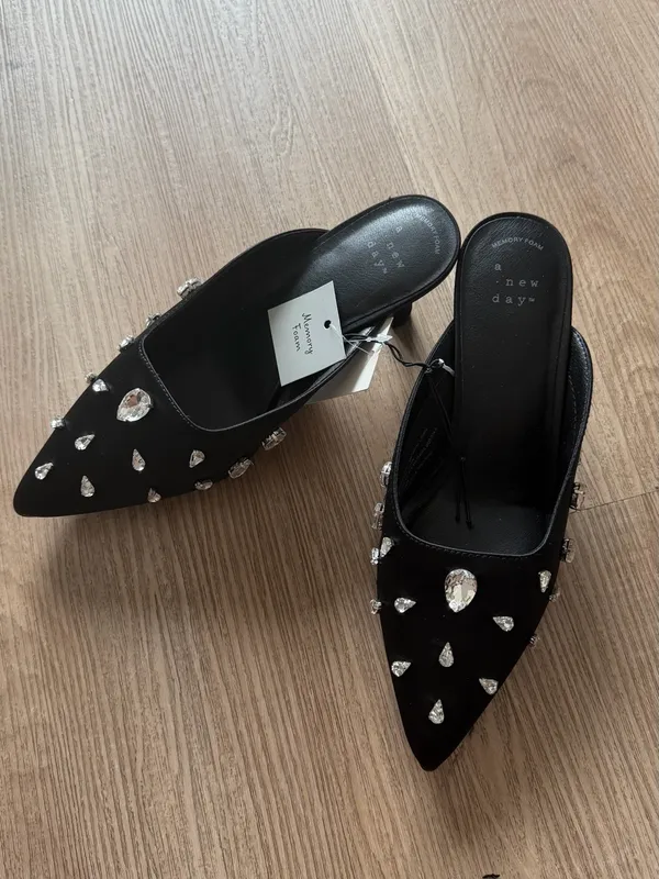 Black Jeweled Pointed-Toe‎ Mule - Image 4