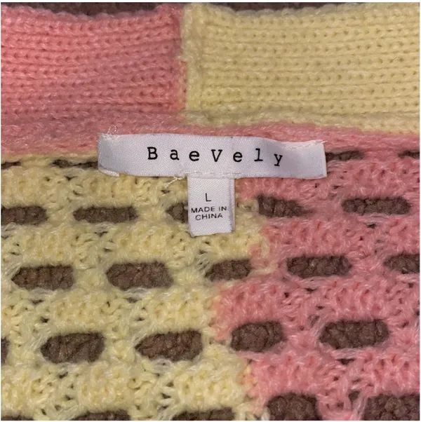 Baevely pink and yellow open knit cardigan - Image 2