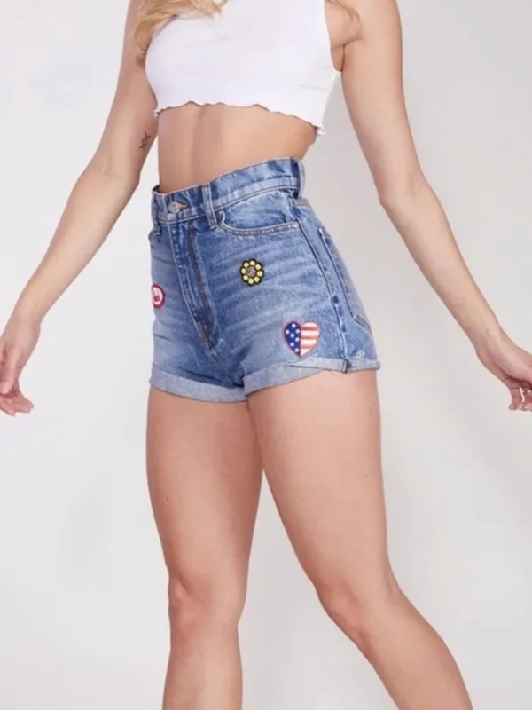 Revice Denim Flower Child Patchwork Shorts - Image 3