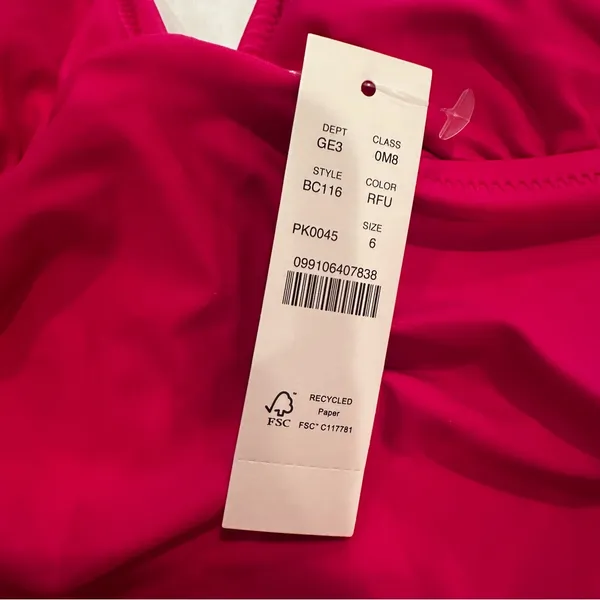 J. CREW Ruched V-Neck One Piece Swimsuit Women's 8 Radiant Fuchsia BC116‎ Beach - Image 6