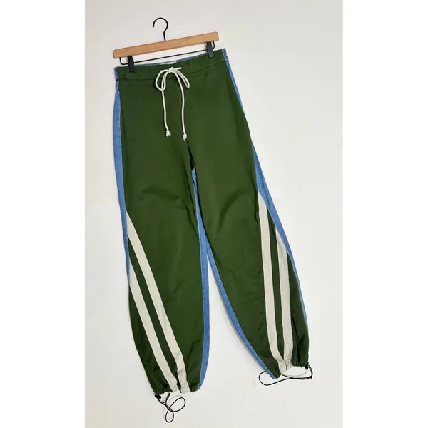AUSTIN LANDING Sporty Jogger Jeans Green Stripes‎ Denim Back Size 5 Juniors - Image 2