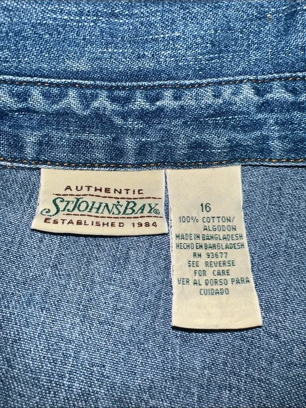 St. John's Bay Blue Denim Short Sleeve Button-Front Dress Size 16 0914262 - Image 3