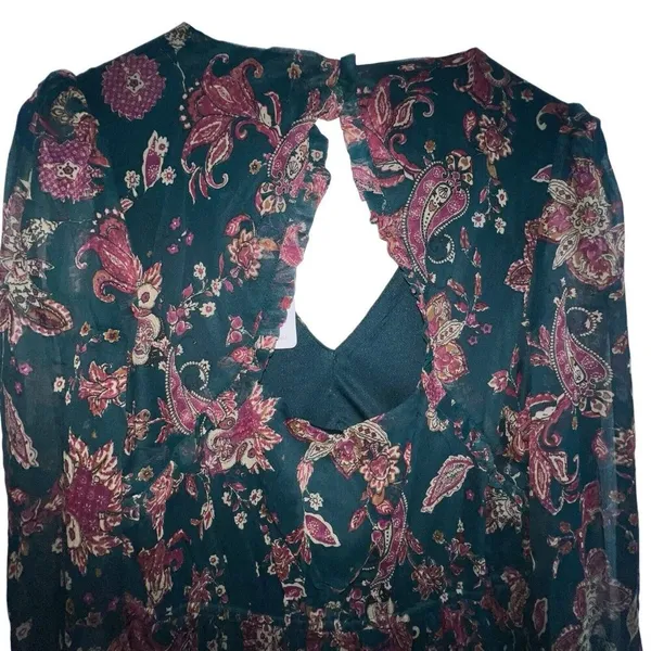 Band Of The Free Run The World Pine‎ Berry Paisley Empire Waist Midi Dress Small - Image 6