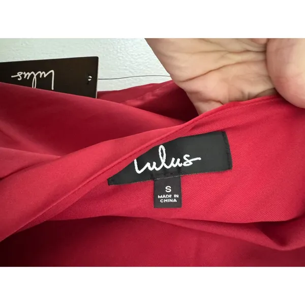 NWT Lulus Prize Winning Red Satin Faux Wrap Bodysuit Size Small - Image 9
