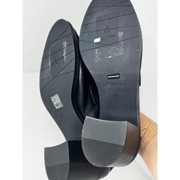 Aquatalia Josette Black Nappa Leather Heeled Loafers Moccasins Size 11 - Image 5