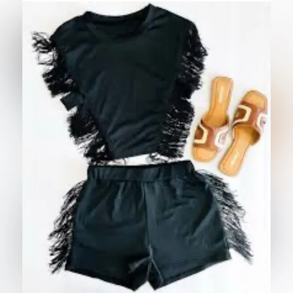 Black Fringe Women's‎ Shorts - Image 2