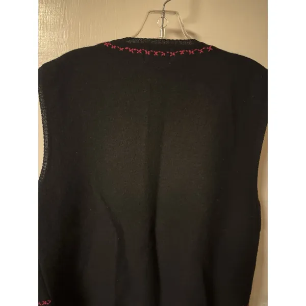 Vntg Napa Valley‎ 100% Wool Embroidered Zip Cardigan Size M - Image 10