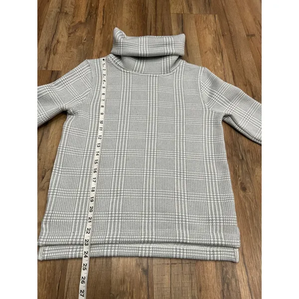 J.Crew Mock Neck Gray Plaid Pullover Sweater Top Women’s‎ Size S - Image 5