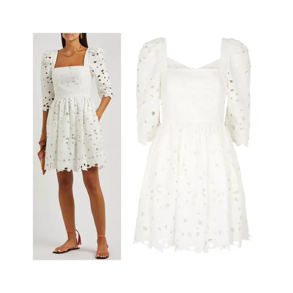Cara Cara NWT Hart Eyelet Dress Cotton Square Neck‎ Mini Dress Brodererie Size 4 - Image 2