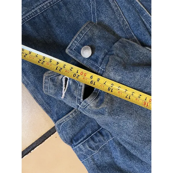 vintage 80s Womens Chore Denim Jacket S Boho Festival Barn Farm w/yellow spots - Image 10
