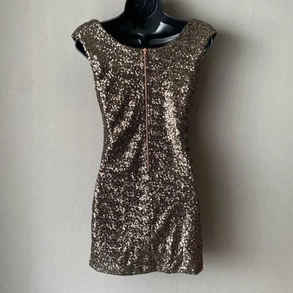 MinkPink sz S gold sequin party mini dress‎ - Image 8