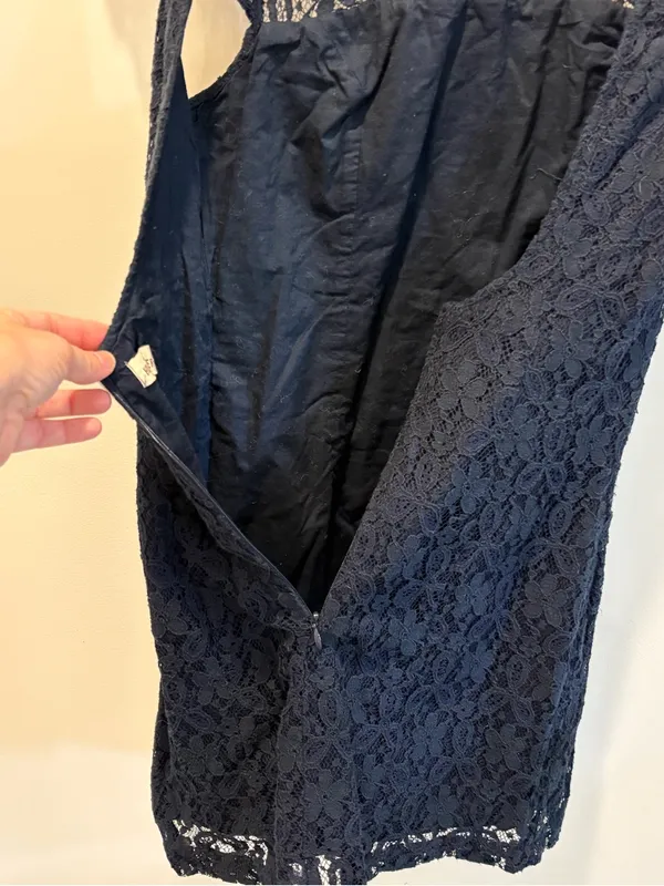 Hollister Navy Blue Lace Mini Dress Size Small Open Back Bodycon - Image 5