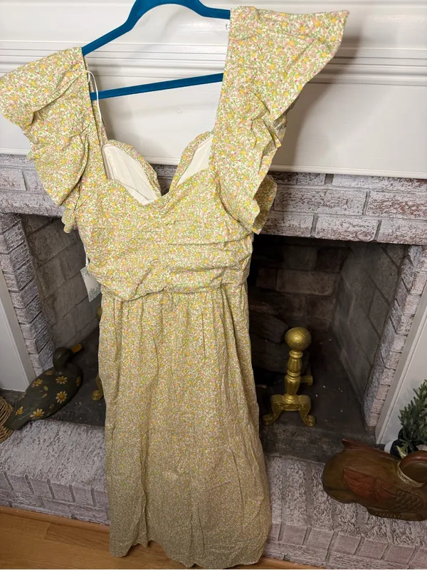 NWT Hyacinth House Floral Ruffle Sleeve Maxi Dress Large Cotton Cottagecore - Image 3