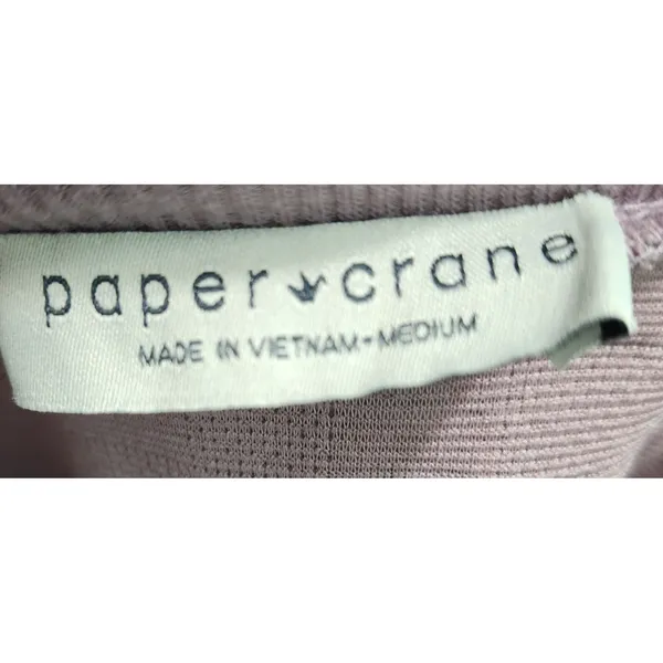 Paper Crane Quilted Pullover Cropped‎ Sweatshirt Textured Lavender Medium - Image 3