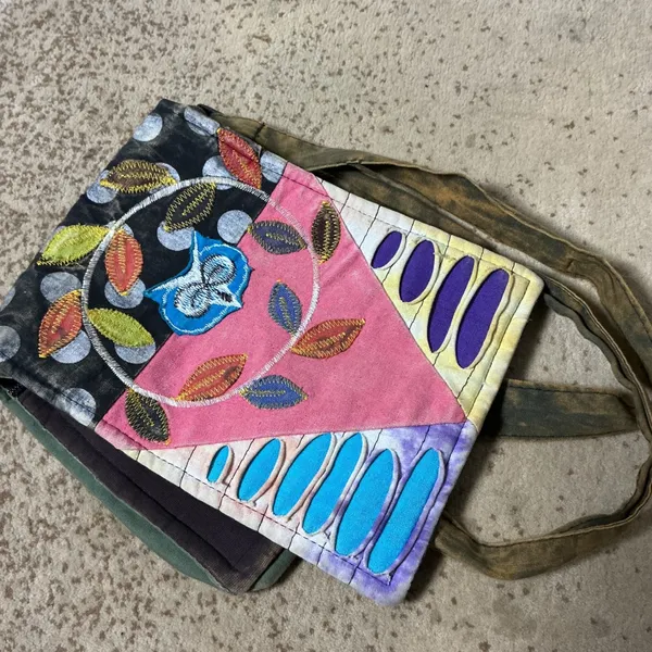 Handmade Nepal Cotton‎ Patchwork Owl Messenger Bag Boho Crossbody Multi Color - Image 6