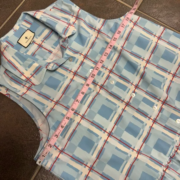 Tuckernuck Westport Trellis Sleeveless Hayes Shirt Dress Mini Blue Large L - Image 13