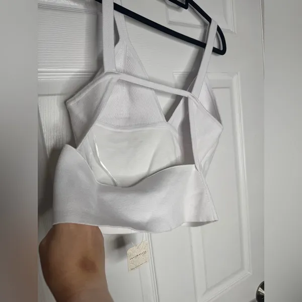 INTIMATELY FREE PEOPLE‎ NWT Lucent White Ribbed Crop Tank Size L - Image 2