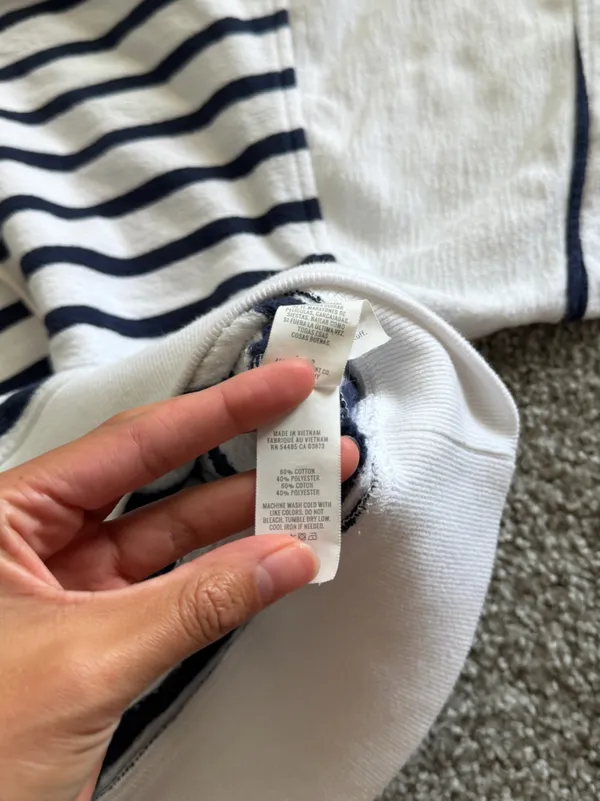 aerie Navy & White Striped Hooded Crop Sweater Coastal Nautical - Image 4